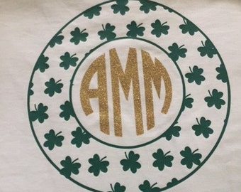 St. Patrick's Day Shamrock Circle with Monogram