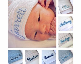 Newborn boy hat - coming home outfit hat - baby boy hospital hat - newborn hospital hat boy - personalized baby boy hat - newborn beanie boy
