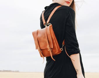 Aura Backpack Convertible Messenger Bag Leather