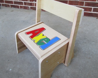 The "FLIP" Name Puzzle Stool ("FREE" Shipping) (Put Child's Name in Notes to Seller on Checkout Page)