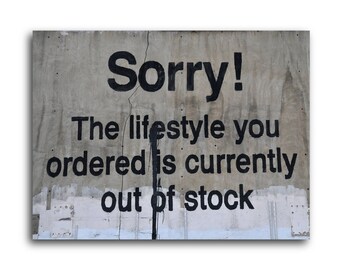 Banksy Sorry! Lifestyle Out of Stock Brushed Aluminum Metal Print