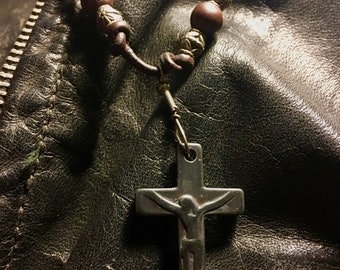 Carved Stone Crucifix necklace