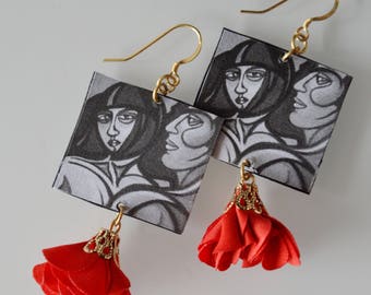 Paper Earrings-inspired by the painting: The couple, Laura Masio