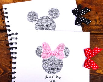 Personalised Disney Autograph Book, Mickey/Minnie Mouse, Disney Land/Disneyworld