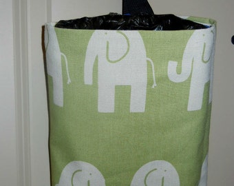 CLOSEOUT, Auto Trash Bag, Car Litter Bag, Elephants, Michael Miller
