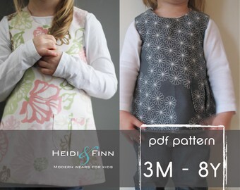Sweet Pocket Pinafore pattern and tutorial 3M-8y easy sew pdf