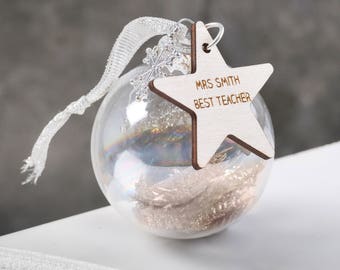 Gift For Teachers - Glass bauble – personalised bauble – teachers – personalised teacher gift