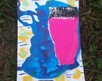 Flow,Mixed Media Index Card Mini Painting
