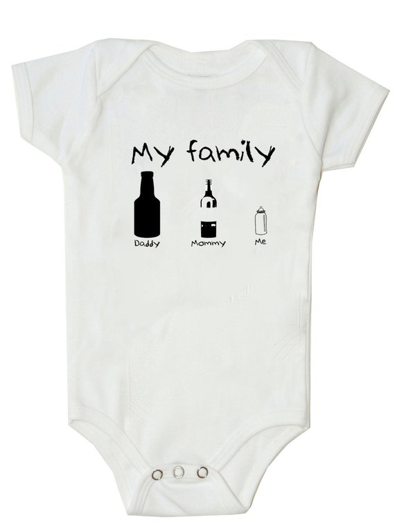 Funny Baby Bodysuit Funny My Family beer bottle wine bottle