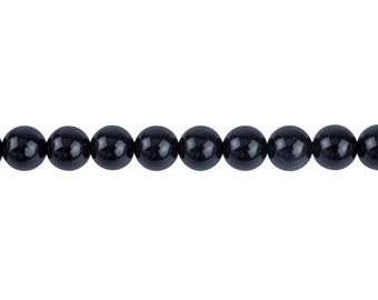8mm x 49 Natural Black Onyx Loose Semi- Precious Gemstones Round