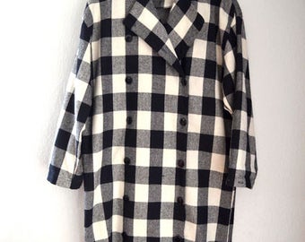 Vintage Black + Cream Buffalo Check Gingham Jacket