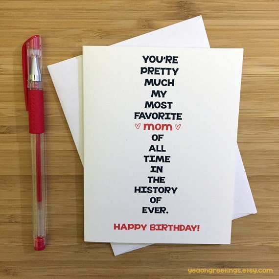 Happy Birthday Mom Card for Mom Funny Mom Card Cute Card