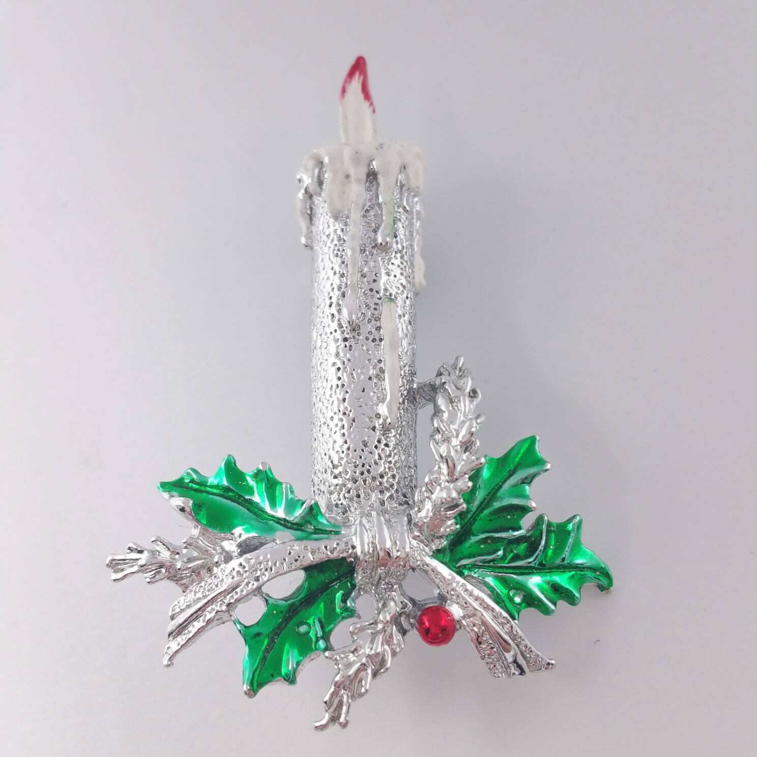 Christmas Candle Pin Holiday Jewelry Christmas Brooch Glowing