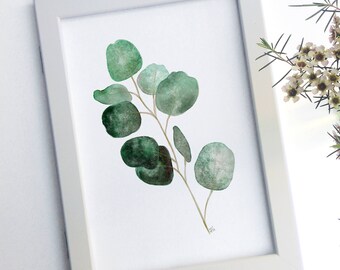 Silver Dollar Gum, Eucalyptus Leaves, Digital Art Print, Instant Download, Modern Australiana, Wall Decor, Print At Home Digital Watercolor