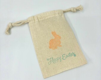 Easter Treat Bags: Easter Bunny Drawstring Easter Favor Bags, Easter Party Bag