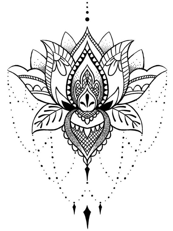 lotus mandala temporary tattoo boho chic gifts for her art lotus mandala temporary tattoo boho chic gifts for her art