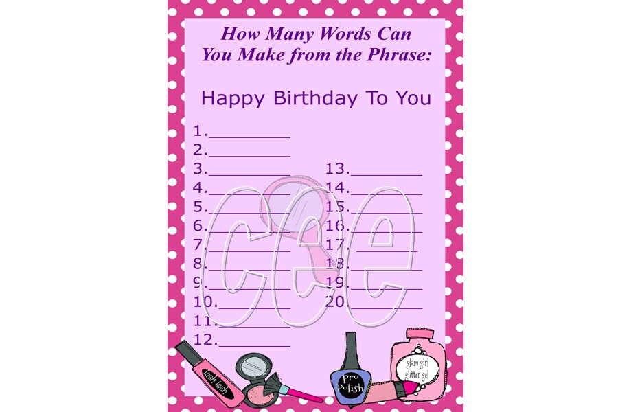 Spa Theme Birthday Party Game Spa Birthday Party Spa