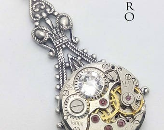 Steampunk Victorian crystal Necklace - Steampunk Jewelry by Steamretro - Christmas gift - steampunk - steampunk necklace - gothic necklace
