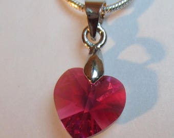 ♥ Lovely ♥ Fuchsia AB 10.3 x 10 mm Swarovski Crystal heart pendant