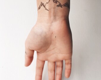 Tatouage temporaire de petite montagne (lot de 2)
