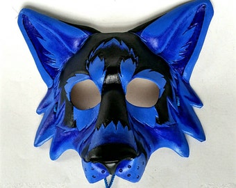 Bright Colored Leather Wolf Mask Black Light Wolf Mask Blacklight Mask