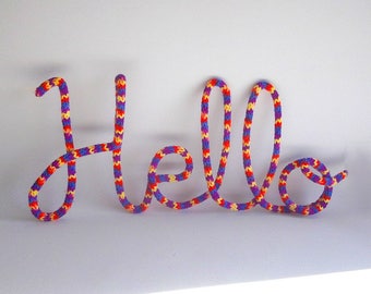 Custom wire name, Name wall hanging, French knit nursery decor, Wire wall art, yarn word, Custom wire sign, Wire word wall art, Wire decor
