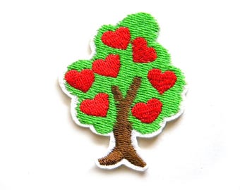 Heart Tree Embroidered Patch Appliqué