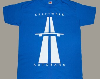 kraftwerk autobahn'74 krautrock electronic synthrock royal blue t-shirt