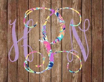 Monogram Decal - Car Monogram Decal - Monogram Sticker - Lily & Solid Color Decal