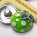 SMAUGGS handmade lampwork bead popper snap, glass, green, white, purple, 18mm