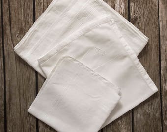 3 vintage white handkerchiefs, embroidered wedding hankie, flowergirl ladies hankies, antique handkerchief initial
