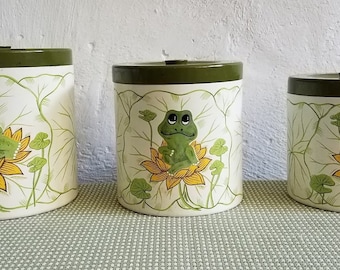 Vintage Sears Roebuck and Co.1977 3-Piece Neil the Frog Canister Set Japan