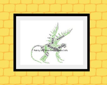 Flying Monkey Print, Personalised Flying Monkey Print, Wizard Of Oz Gift, Wizard Of Oz Print, Personalised Monkey Print, Monkey Word Art.