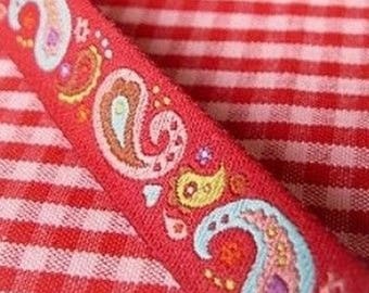 FALL Ribbon paisley farbenmix red 12 mm 45 cm