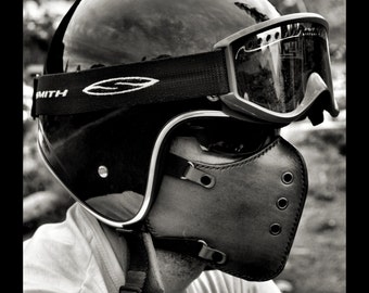 CLASSIC DARK BROWN now. biker mask/motorcycle mask/ leather mask/cafe racer mask/bobber mask/bratstyle mask/leather mask/vintage mask/Boken.