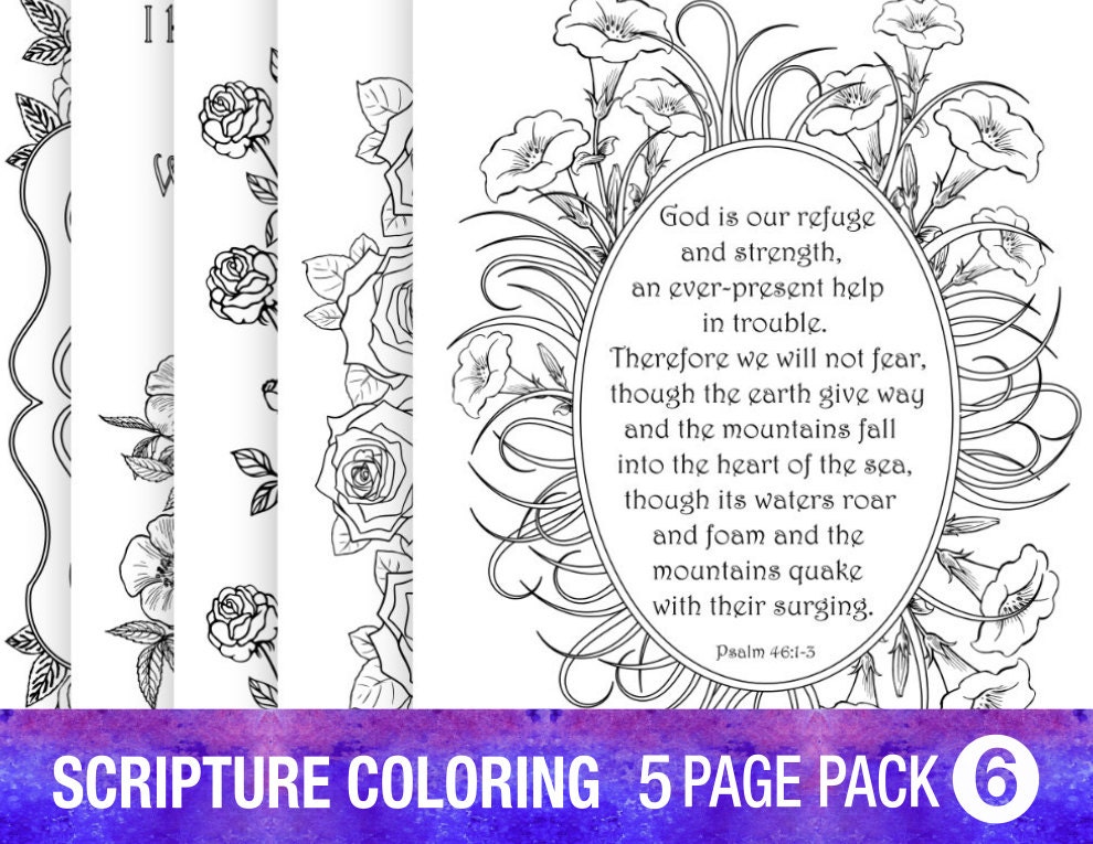 5 Pack Coloring Pages PDF Instant Download Printable Bible