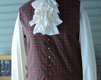 Men's/unisex Colonial/Revolutionary War Cotton Muslin accessories/ sold as separates-Ruffled Jabot or detachable cuffs,-MADE-TO-ORDER