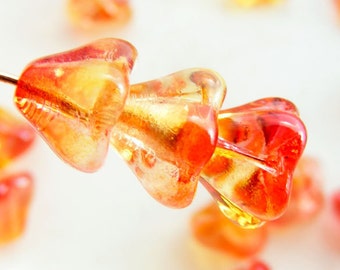 Czech Bell Flower Beads 8x6mm Fuchsia Lemon Two Tone (15pk) SI-8x6F-FL