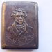 Vintage Soviet brass CIGARETTE CASE Poet A.S. PUSHKIN portrait Silver coating