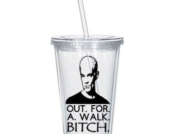 Buffy the Vampire Slayer Spike Out For A Walk Bitch Horror Tumbler Cup Gift Home Decor Gift for Her Him Any Color Personalized Custom