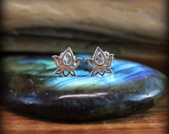 Lotus earrings posts. Sterling silver lotus earrings