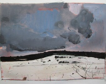Rollover, Original Winter Landscape Painting on Paper, Stooshinoff