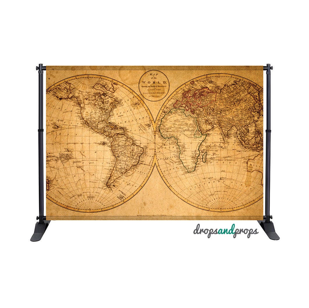 Nautical World Map Photography Backdrop