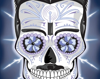 Nikola Tesla Sugar Skull Print 11x14 print