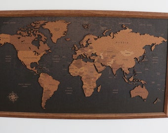 Cork world map | Etsy