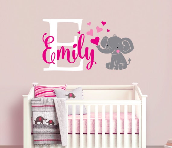 elephant custom name personalized initial wall decal sticker