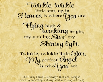 SVG, & PNG - "Twinkle Twinkle little star, up in Heaven is where You are"