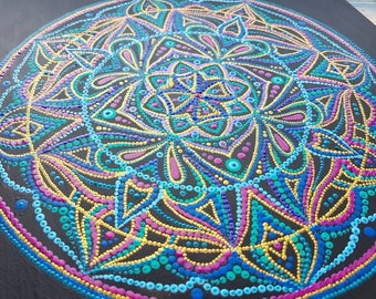 Hand Painted Wall Hanging Wooden Mandala "Harmony In Acceptance", Wall hanging art, spiritual art,yoga studio decor,meditation