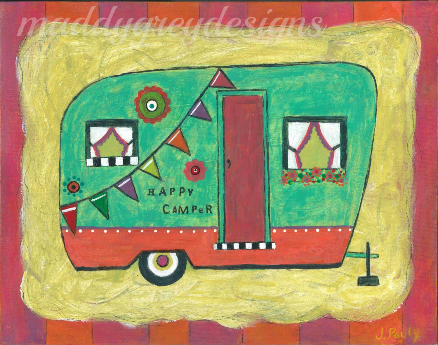 Vintage Camper Art Happy Vintage Camper Art Happy