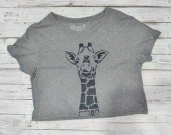 Crop Top, Cropped T shirt, Cropped Shirt, Giraffe Shirt, Crop Tee, Gift for Teens